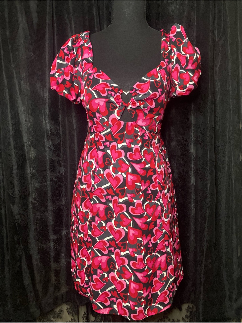 Preppy Y2K Heart Puffy Sleeve Dress